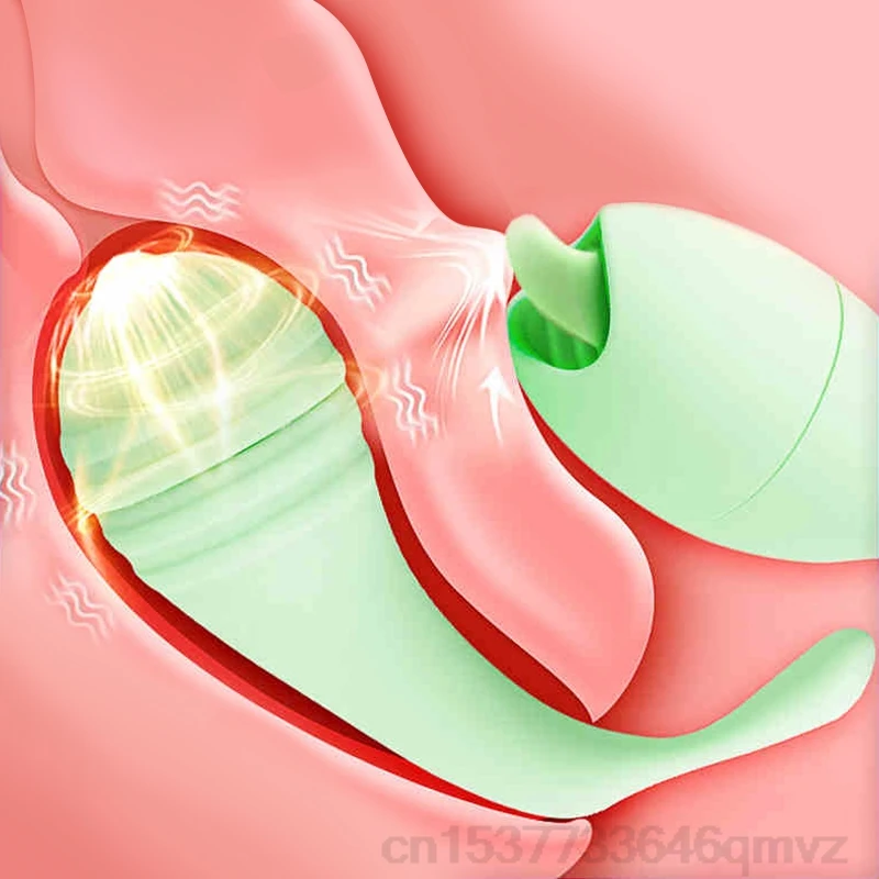 Интимные игрушки для женщин 2In1 вибрационное яйцо реальный язык 18 + G Spot Стимулятор