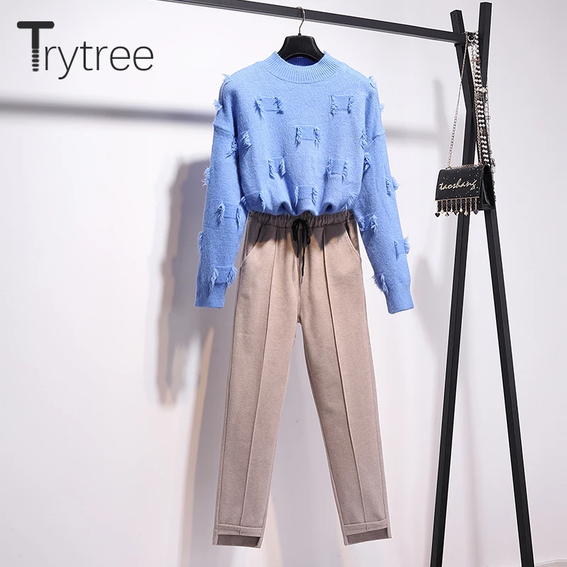 Trytree 2019 осенне зимний комплект из двух предметов повседневный однотонный