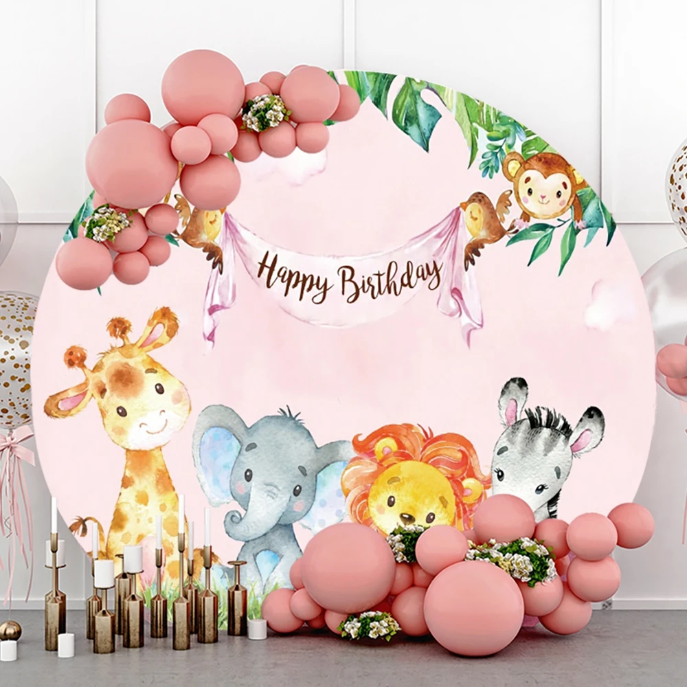 

Yeele Photocall Baby Birthday Photography Backdrop Round Jungle Giraffe Lion Party Decor Photo Studio Backdground Photographic