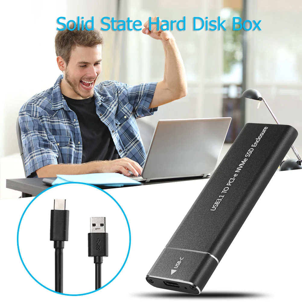 

USB 3.1 Type-C M.2 NVMe SSD Enclosure Aluminum Alloy M-Key PCI-E Mobile Case Box Disk Case Box External Hard Disk for PC