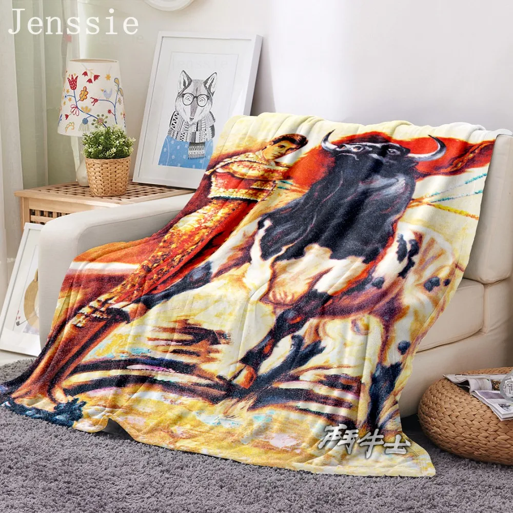 

3D Spanish Bullfighter Printing Flannel Blanket Plush Blankets For Sofa Weighted Throw Blanket African Indian Woman Quilt Cover