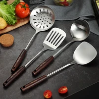 304 stainless steel wooden handle spatula spatula household wooden spatula spatula anti scald long handle soup spoon