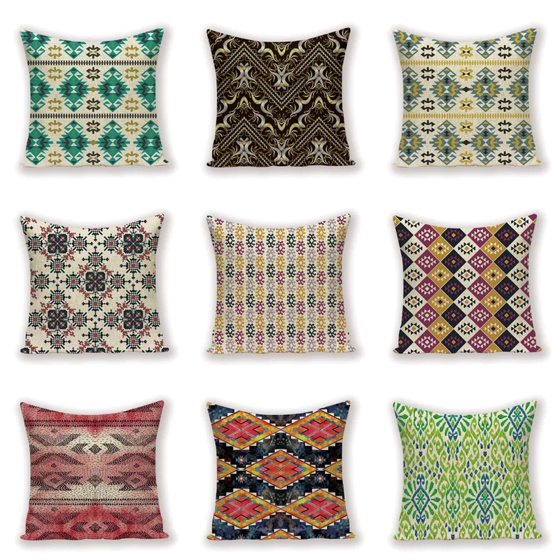 Декоративные наволочки в абстрактную полоску богемные геометрические клетку