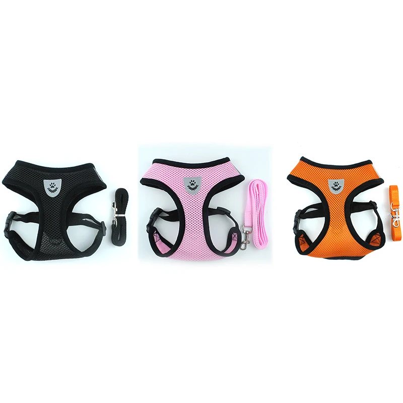 

Cat Dog Adjustable Harness Vest Walking Lead Leash For Puppy Dogs Collar Polyester Mesh Harness For Small Medium Dog Cat Pet