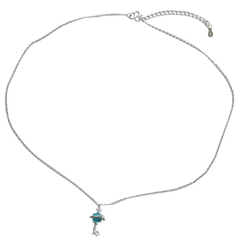 

Short Chain Sea Blue Quality Zircon Star Necklace Key Pendant Female Sweet Simple necklace Temperament Jewelry Gift