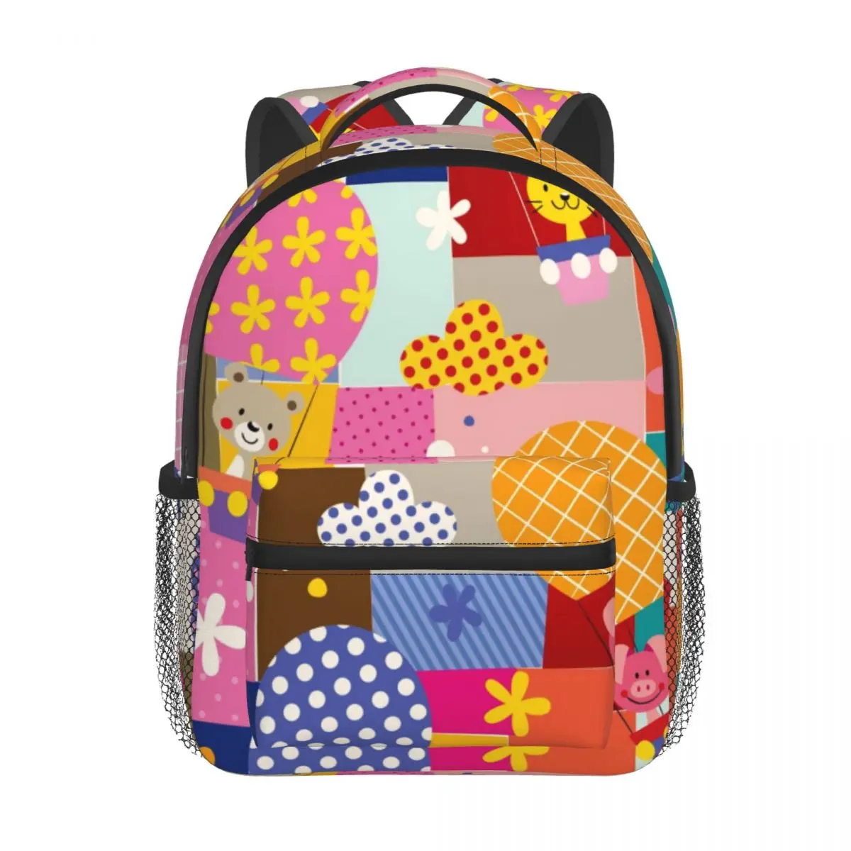 2022 Children Backpack Toddler Kids School Bag Cute Animals In Hot Air Balloons Pattern Kindergarten Bag for Girl Boys