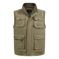 high quality multi pocket vest for men spring autumn male casual photographer work cotton sleeveless jacket with many pockets