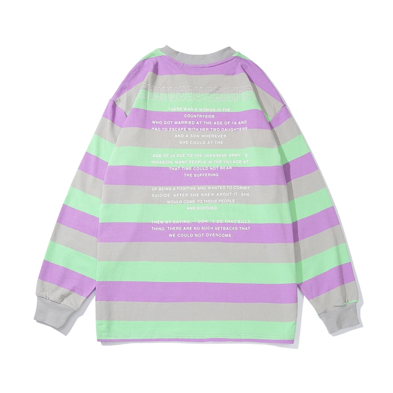 Мужские футболки с длинным рукавом в винтажном стиле полоску из чистого хлопка