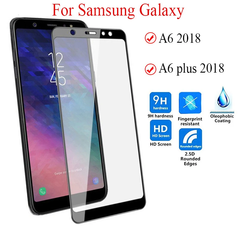 Полное покрытие защитное стекло на для samsung Galaxy A5 A6 A7 A8 Plus стекло Tremp A530 A600 A750 A730F Samsun Sumsung Galax