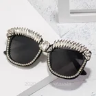 Новые стильные женские солнцезащитные очки цельные очки с блестящей каменной оправой цветные линзы очки для вечеринки крупные квадратные женские очки NX