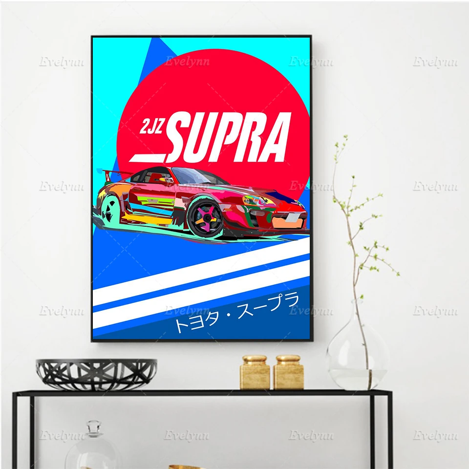 

Nordic Abstract Supra 2jz jdm cars Wall Art Canvas Painting Colorful graffiti Posters and Print Modular Pictures for Living Room