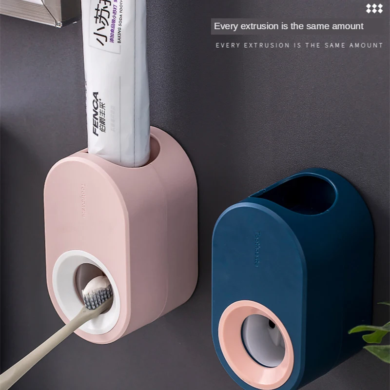 

Fully Automatic Toothpaste Dispenser Adhesive Set Wall-Mounted Toothpaste Holder Toothbrush Rack Wall Suction Toothpaste Squeeze