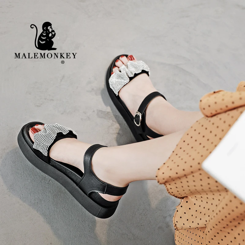 

Platform Women Sandals Fashion Rhinestone Decoration 2021 Summer Casual Elastic Band Comfortable Breathable Ladies Shoe Black
