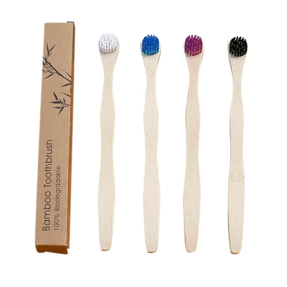 4 шт бамбуковая зубная щетка с покрытием для чистки языка круглым концом