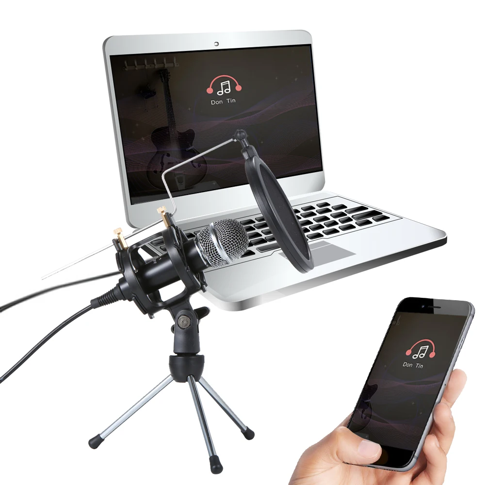 Профессиональный конденсаторный микрофон портативный мини для записи голоса