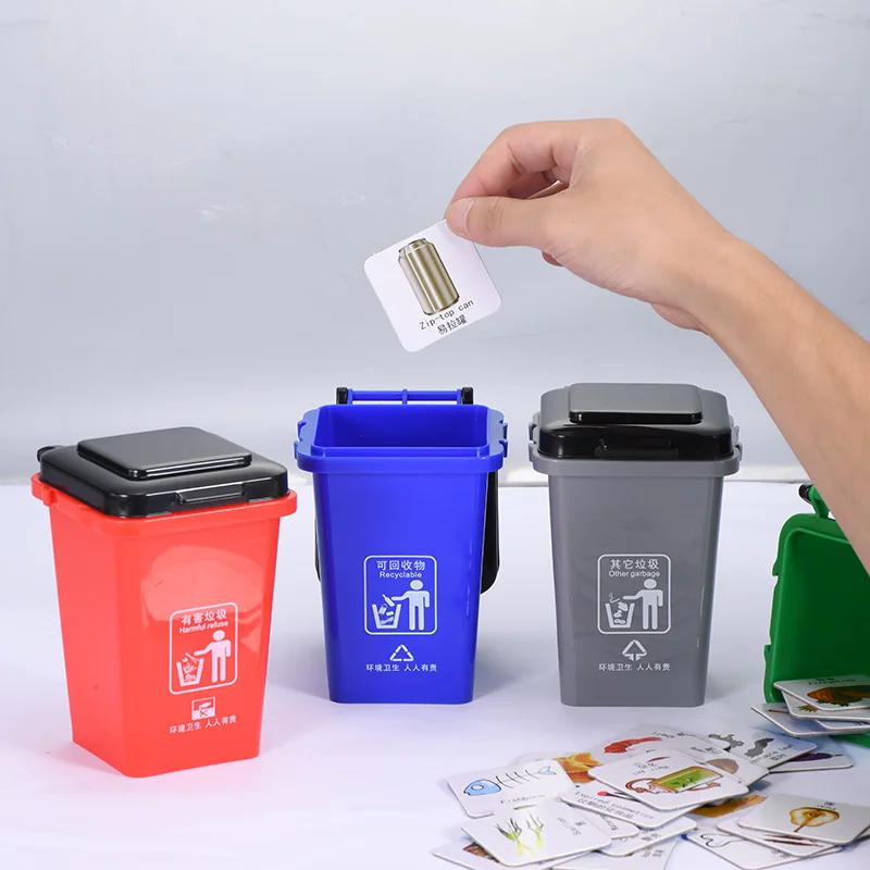Candice guo plastic toy refuse classification garbage card match game Kindergarten baby Environmental protection education 1set | Игрушки и