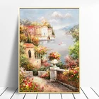 Абстрактный Цветочный пейзаж, плакат и принты, Средиземное море, картина маслом сад на холсте, Настенная картина для гостиной
