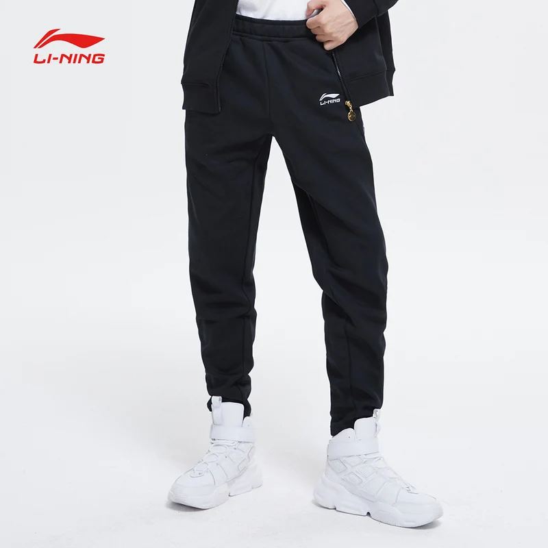 (Код Break) Li Ning мужские тренировочные брюки теплые на флисе 64% полиэстер 36% хлопок