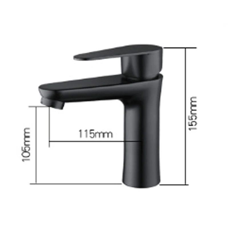 

304 Stainless Steel Basin Faucet Hot and Cold Water Mixer Tap for Bathroom Kitchen Washroom Single Holder Vessel Sink Taps Black