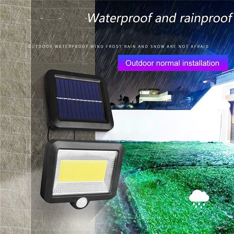 

Solar Lamps 100LED COB Solar Powered Light Motion Sensor Wall Lights Outdoor Garden Security Lamp Street Light With 5M Cable