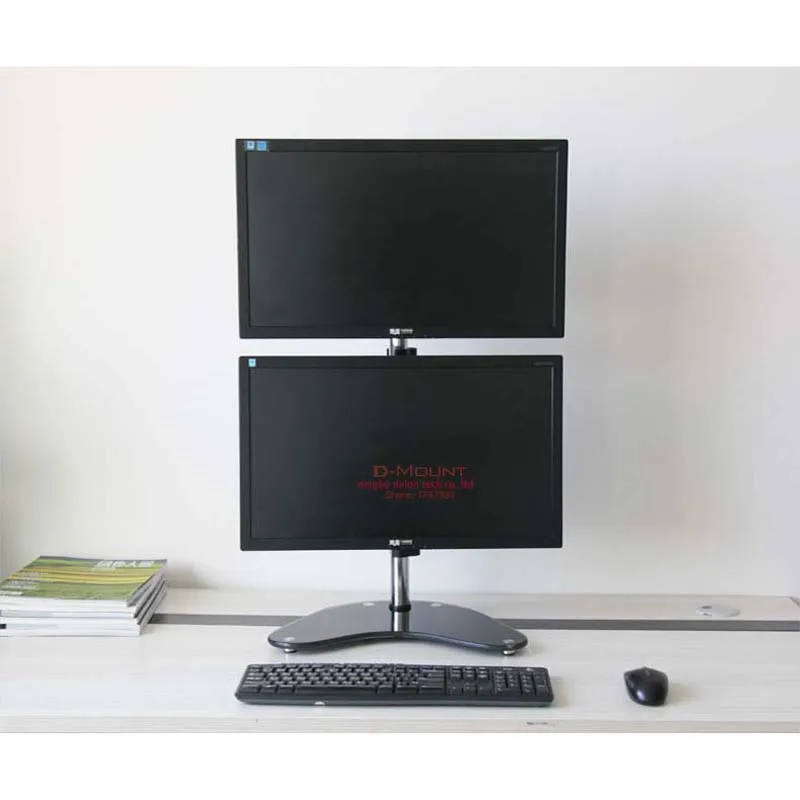 LCD-T601B 1"-27" регулируемое по высоте крепление двойной монитор Настольный кронштейн подставка с большим стеклянным основанием 10 кг 360 Вращающийся Кронштейн для монитора