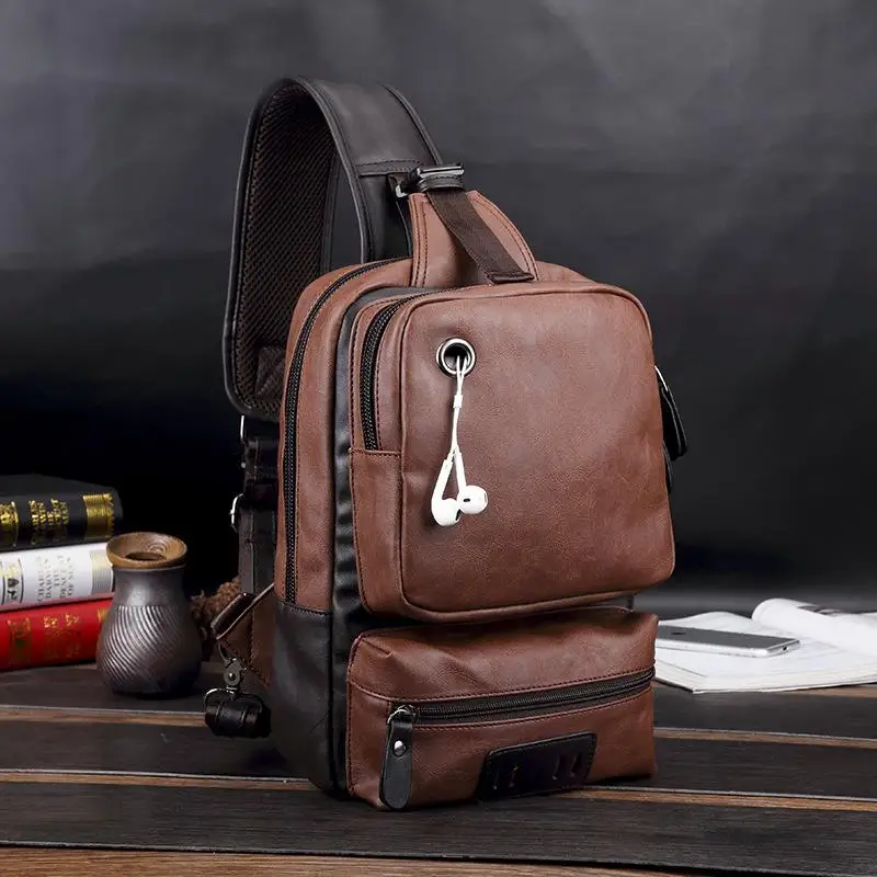 

KUDIAN BEAR Men Chest Bag Solid Messenger Bags Belt Waist Bag Male Chest Handbags Leather Purse Bags Shoulder Bag BIX435 PM49