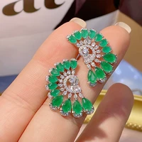 sederyla 2022 new fashion brand jewelry unique deisgn beautiful round green cz crystal modern womens big stud earrings product