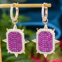 kellybola new luxurious personality noble square pendant shiny jewelry female decorative pendant earrings fashion high quality