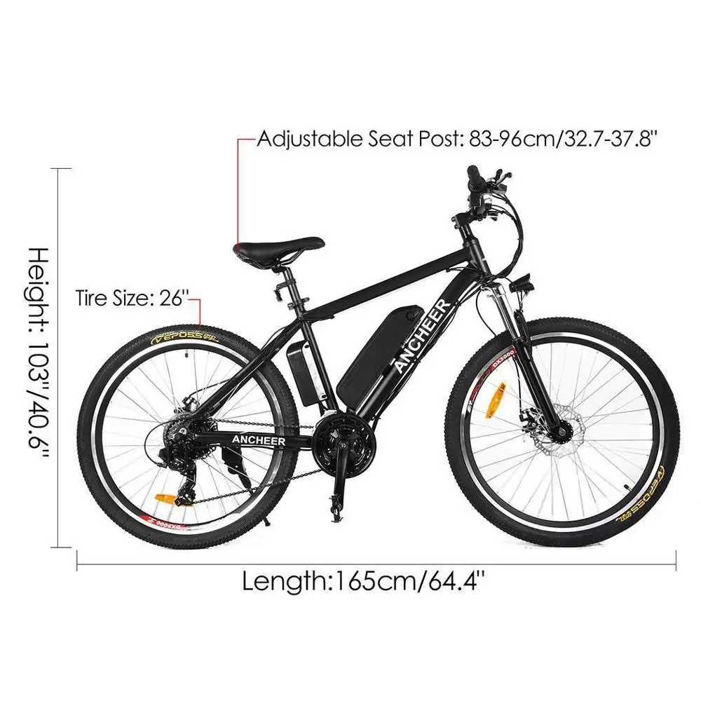 26 дюймов мощный электрический велосипед горный 250 Вт EBike 21 скоростной автомобиль