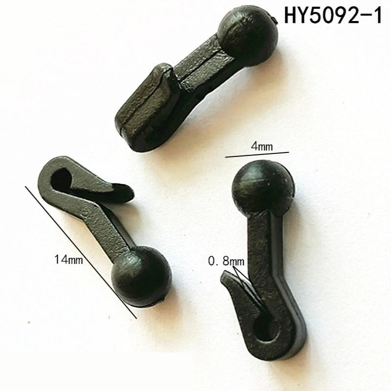 

100 PCS Suitable for Car Curtain J Hook Black Hook Plastic Hook Spare Ball Car Sun Shade Track Buckle