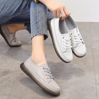 aardimi autumn women flats sports shoes genuine leather women sneakers ladies flat shoes solid round toe womens lace up shoe