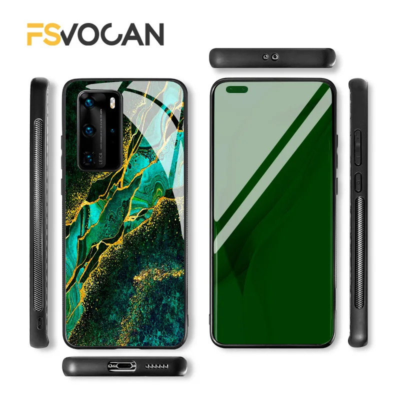Green Luxury Marble Design For Huawei P30 P40 Lite E Pro P20 Honor 50 10X 10 10i Mate 20 30 Plus 8X 9X Nova 5T Phone Case Fundas