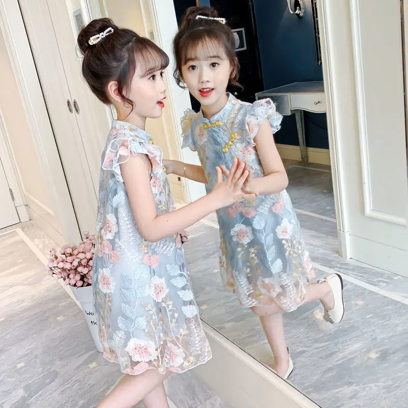 

Girls' cheongsam dress summer dress 2021 new children's summer Chinese style Hanfu foreign style little girl princess skirt