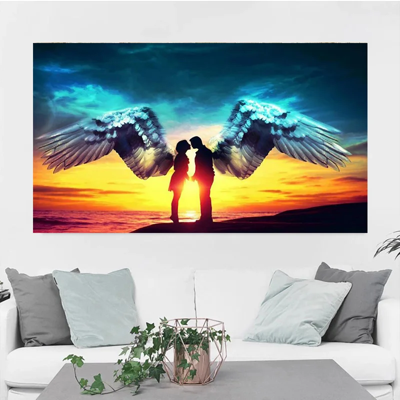 

Full 5D diamond Painting Angel couple Love diamond embroidery Cross Stitch Mosaic crystal Needlework Craft home Decor Gift P164