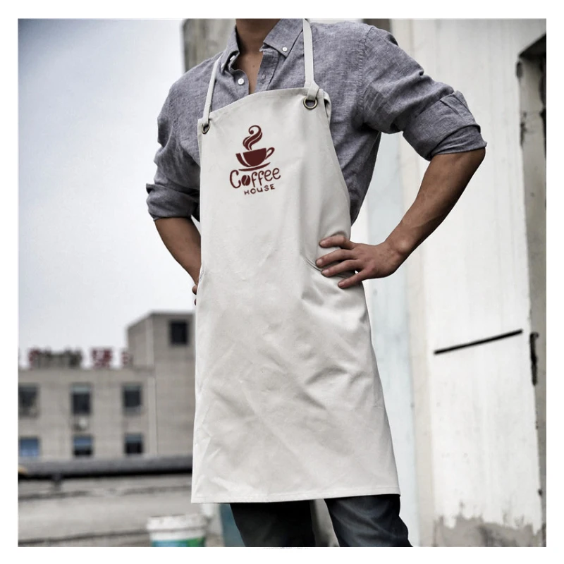 

Cotton canvas apron, home kitchen, restaurant, coffee shop, waiter, work clothes customized logo