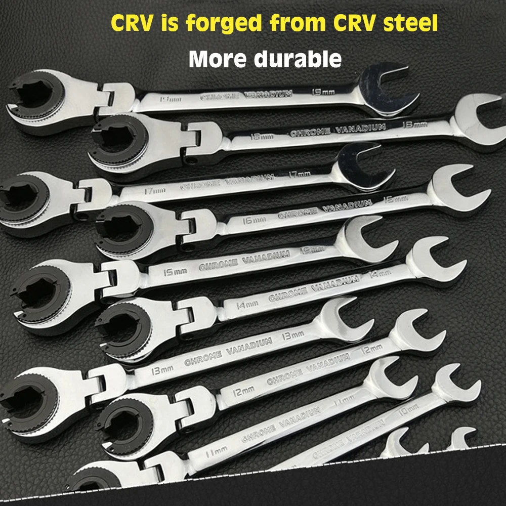 

Adjustable Ratchet Wrench Hand Tool Bayonet Chrome Vanadium Steel Gear Box Nut Tool Set Wrench Manual Multi-function Double Head