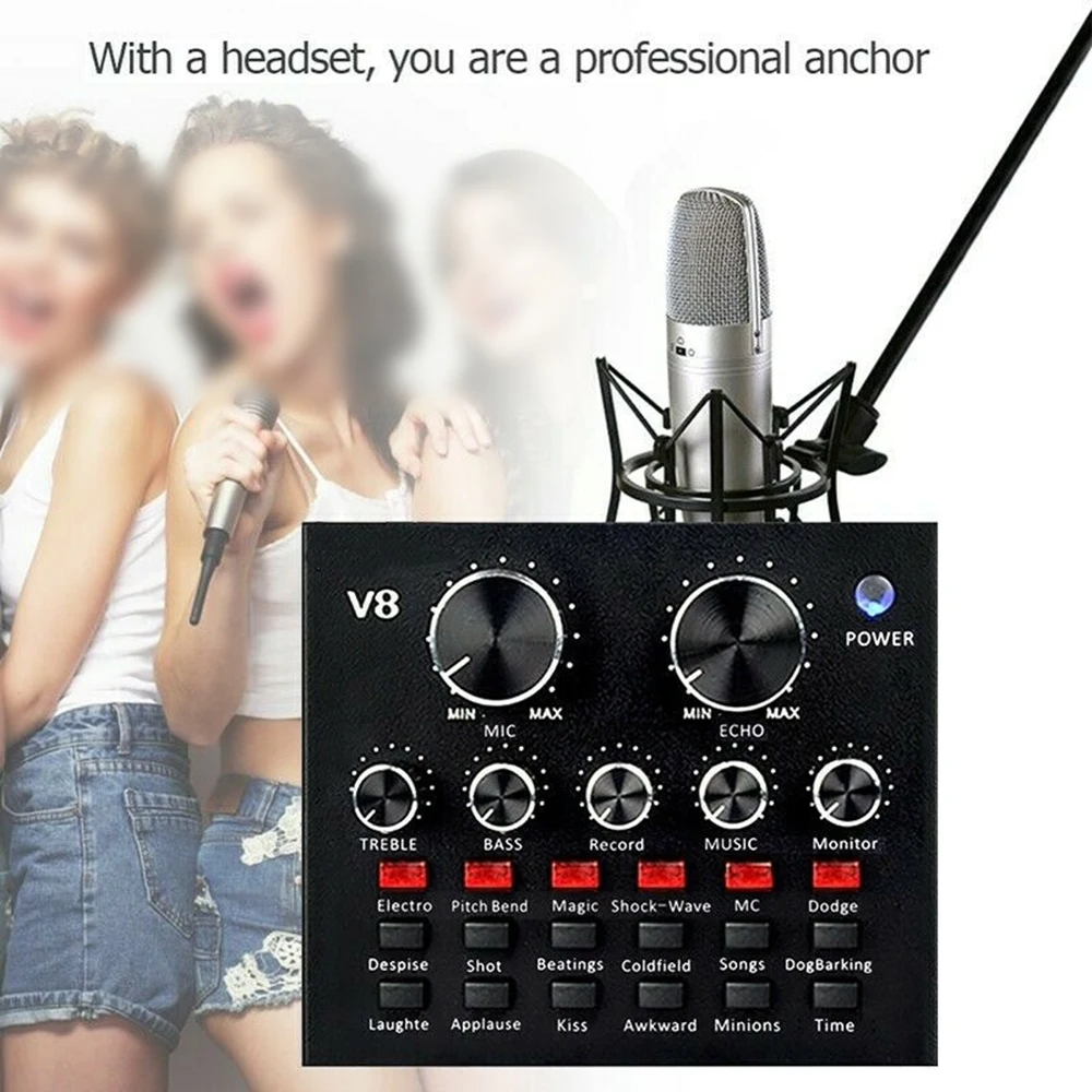 V8 аудио Внешняя USB гарнитура микрофон мобильный компьютер ПК живая звуковая