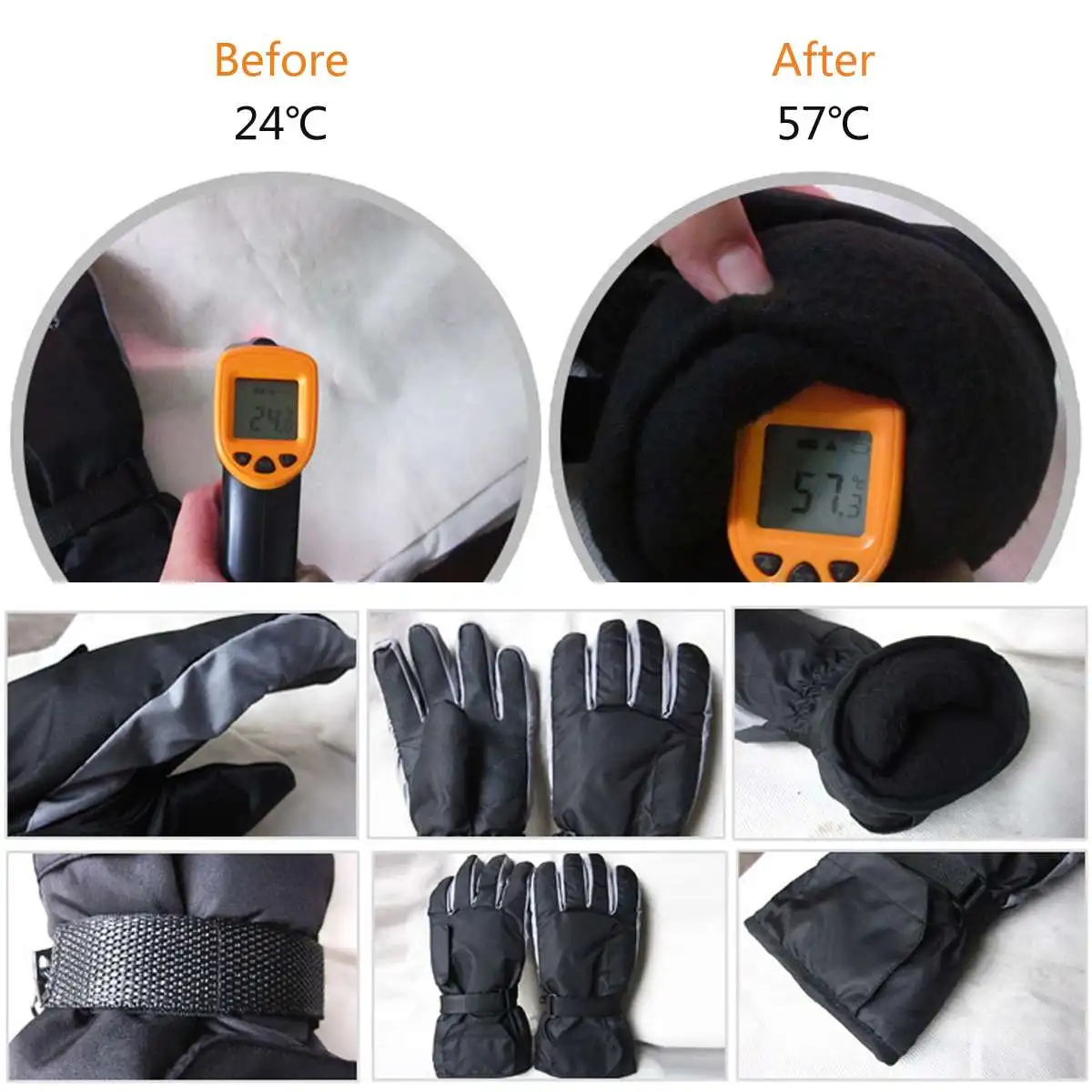 

4 Mode Ajustable 2200mAh Rechargeable Battery Electric Heated Hands Warming Motorcycle Gloves Waterproof
