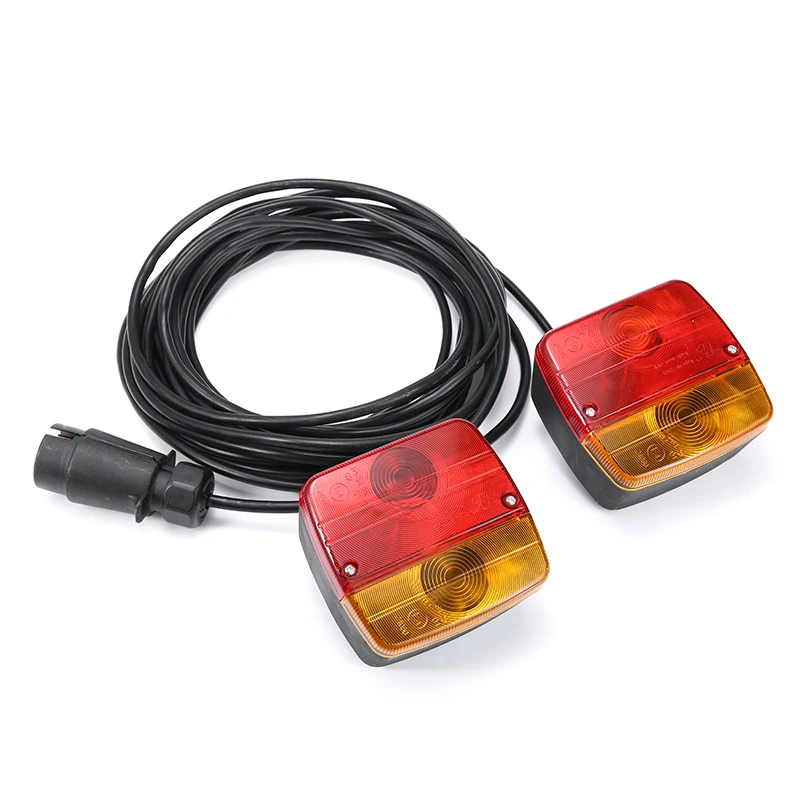 

For Trailers Tractors 1Pair Waterproof 12V LED Trailer Towing Tail Light Rear Indicator 7-pin Plug Number Plate Lights