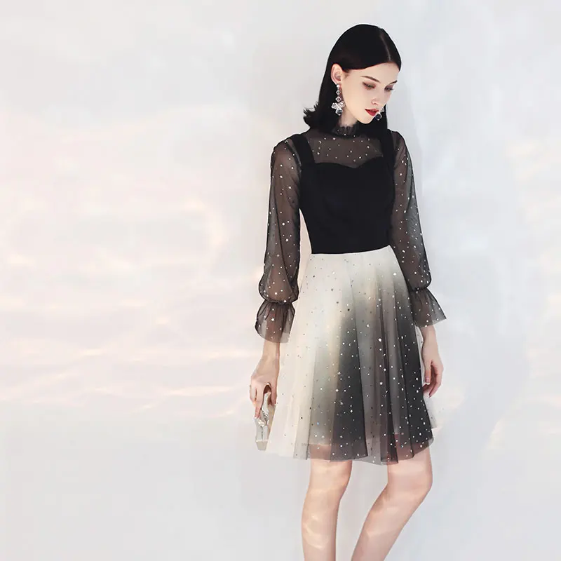 Новое поступление, элегантный для выпускного вечера, платья Vestido de Festa, вечернее короткое платье, халат de mariee, халат с длинными рукавами, осенний стиль