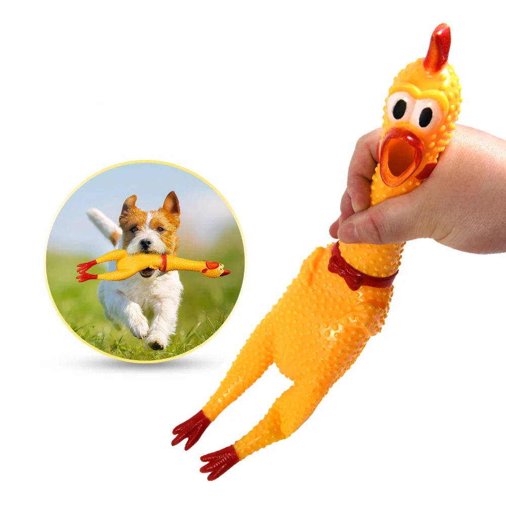 

2021 Hot Sell Screaming Chicken Pets Squeeze Squeaky Sound Funny Toy Safety Rubber For Dogs Molar Chew Toys