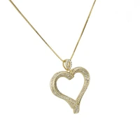 funmode micro aaa cubic zircon pave gold color heart shape necklace for women dress jewelry accessories collares fn178