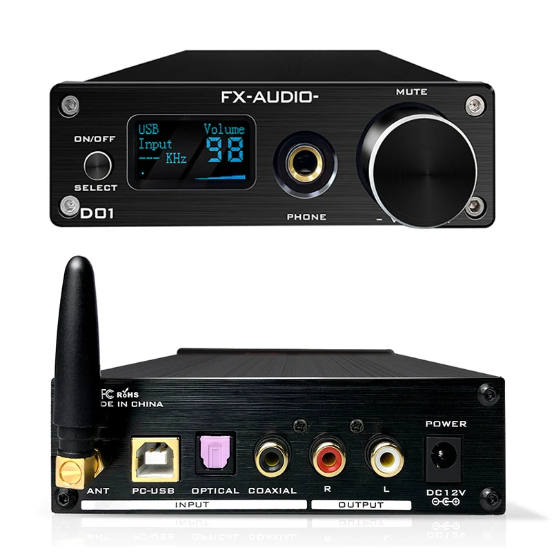Усилитель FX Audio D01 DAC AMP Bluetooth 5 0 CSR8675 ES9038Q2M 32 бит 768 кГц DSD512 XU208 линейный выход декодер