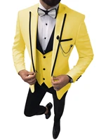 2021 latest coat pant designs formal men suits wedding yellow peaked lapel groom tuxedo best man blazer 3 piece costume homme