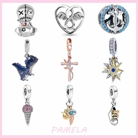 pamela 925 sterling silver heart shaped angel cross religious doll charms beads diy for original pandora bracelet jewelry women