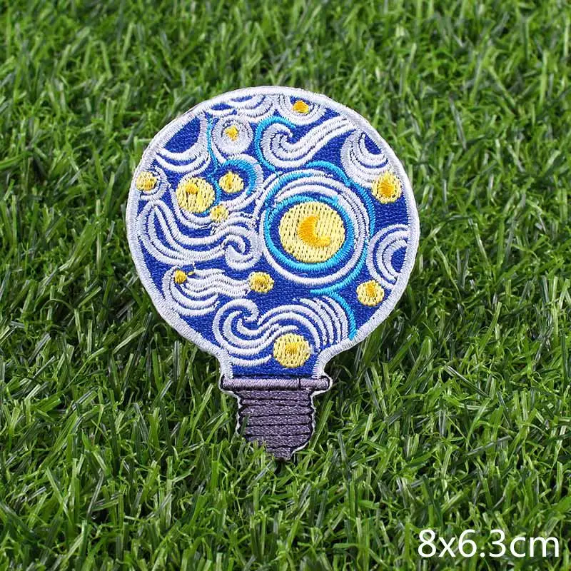 

Prajna Van Gogh Iron On Patches Crystal Flower Embroidered Patches For Clothing DIY Raibow Unicorn Patch Letter Applique Sticker