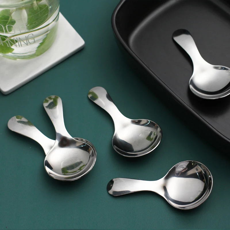 

Cute 304 Stainless Steel Spoon Ice Cream Sugar Salt Spice Condiment Spoon Short Handle Tea Coffee Scoop Kitchen Tools