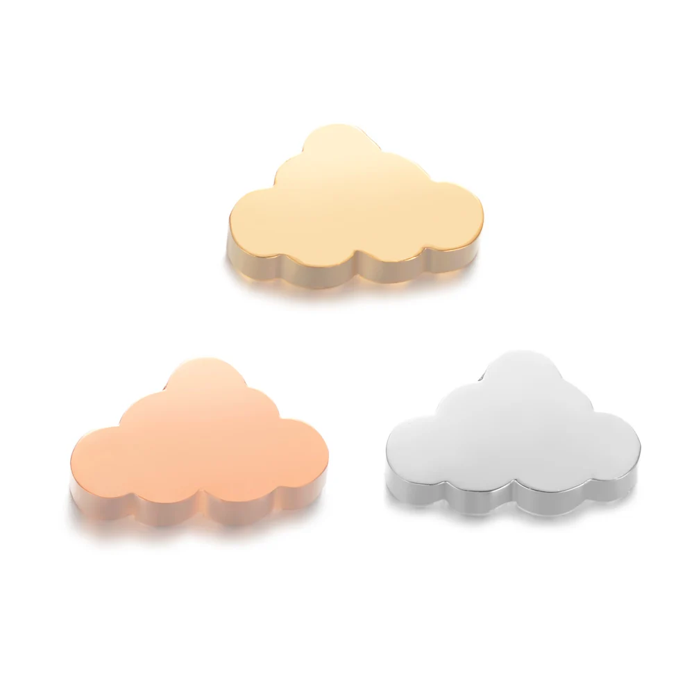 

5Pcs/Lot 6*10mm Loose Beads Rose Gold Color Cloud Charm 1.8mm Hole Mirror Polish Stainless Steel DIY Charm Beads Jewelry