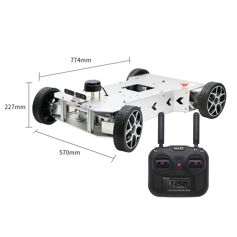 Günstig Ackerman ROS Trolley Roboter Intelligente Chassis Visuelle SLAM Radar Raspberry Pi IPC Master