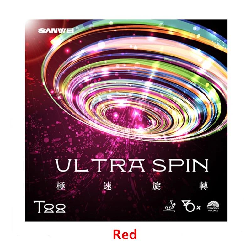 1 pcs Red SANWEI резина для настольного тенниса T88 ULTRA Spin 40+ половина-липкая скорость тренировки с губкой прыщи в пинг-понг резина tenis de mesa - Color: 1 pcs Red